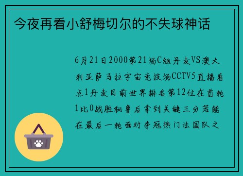 今夜再看小舒梅切尔的不失球神话