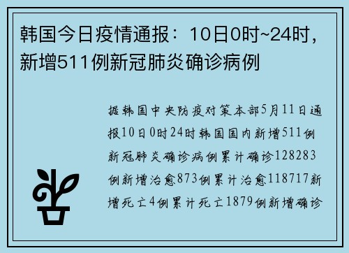 韩国今日疫情通报：10日0时~24时，新增511例新冠肺炎确诊病例